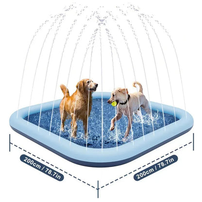 60-97'' Winter and Summer Outdoor and Indoor Dog Shower Playpool Inflatable Sprinkler Pad Pet Fountain Foldable Pad Dog Shower