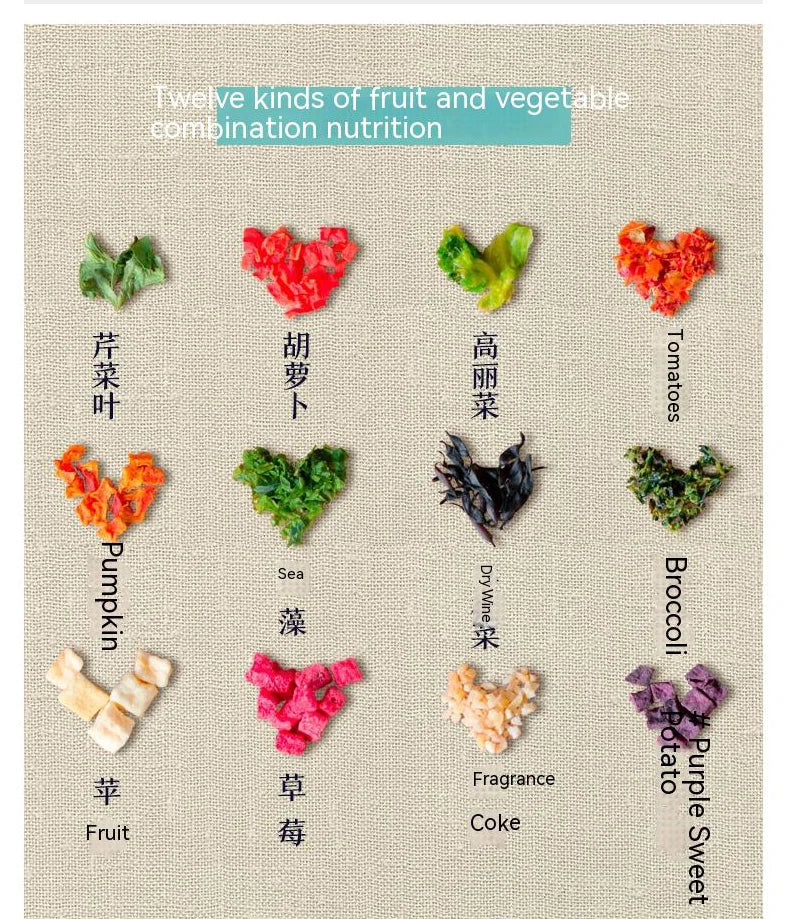 Pet snacks fruits and vegetables dried vegetables dog food mate mixed dehydrated freeze dried nutritious food