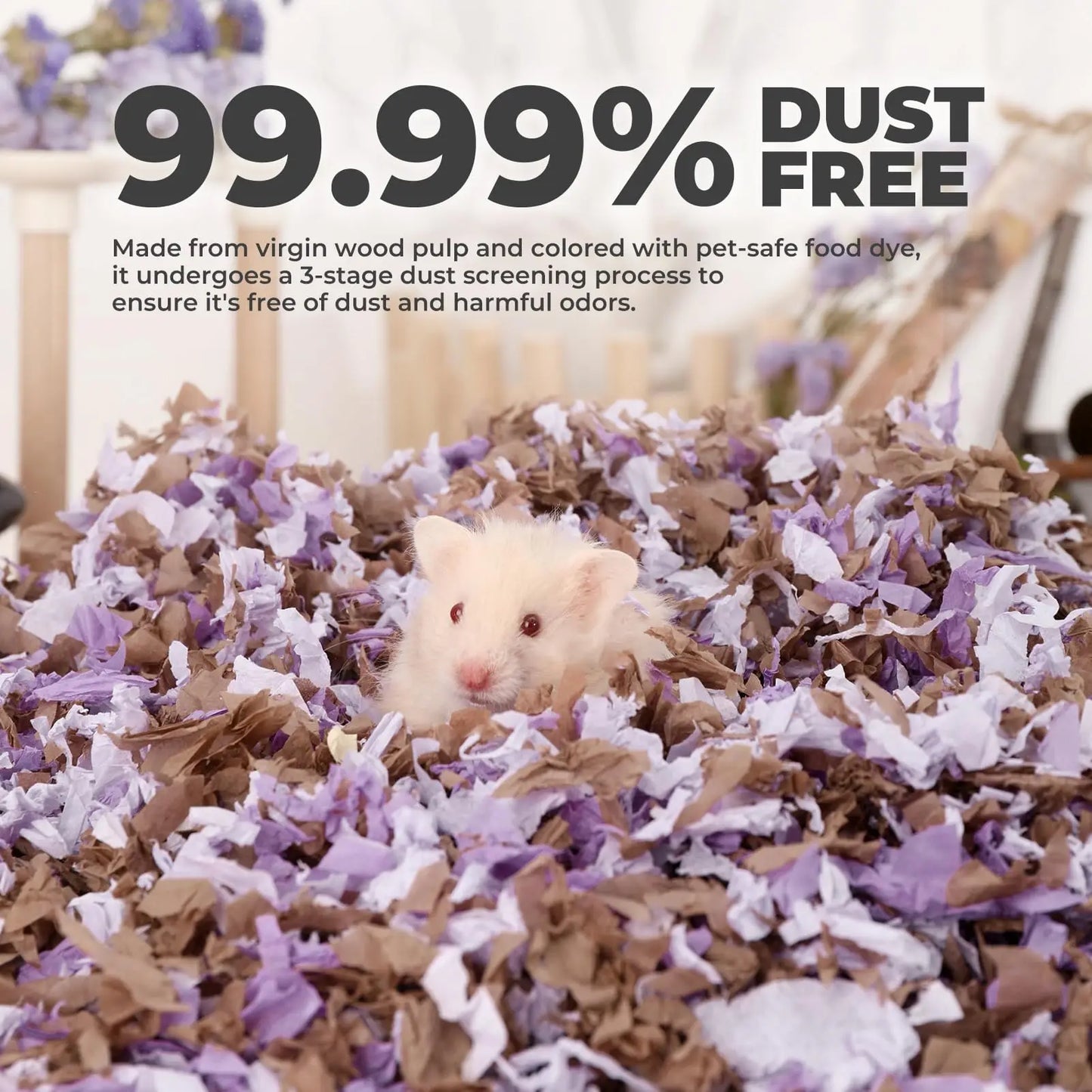 Hamster Bedding Dust-Free Guinea Pig Paper Bedding Odor Control Paper Bedding, Cozy Animal Bedding for Rabbit Rat Syrian Dwarf