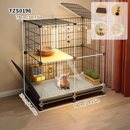 Rabbit Cage with Large Space for Home Use, Large Villa-Style Rabbit Nest with Toilet