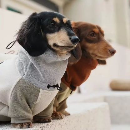 Fashion Thickened 4-legged Dachshund Dog Clothes Winter Soft Waxy Heating Antistatic Double-sided Fleece Dachshund Cotton Home