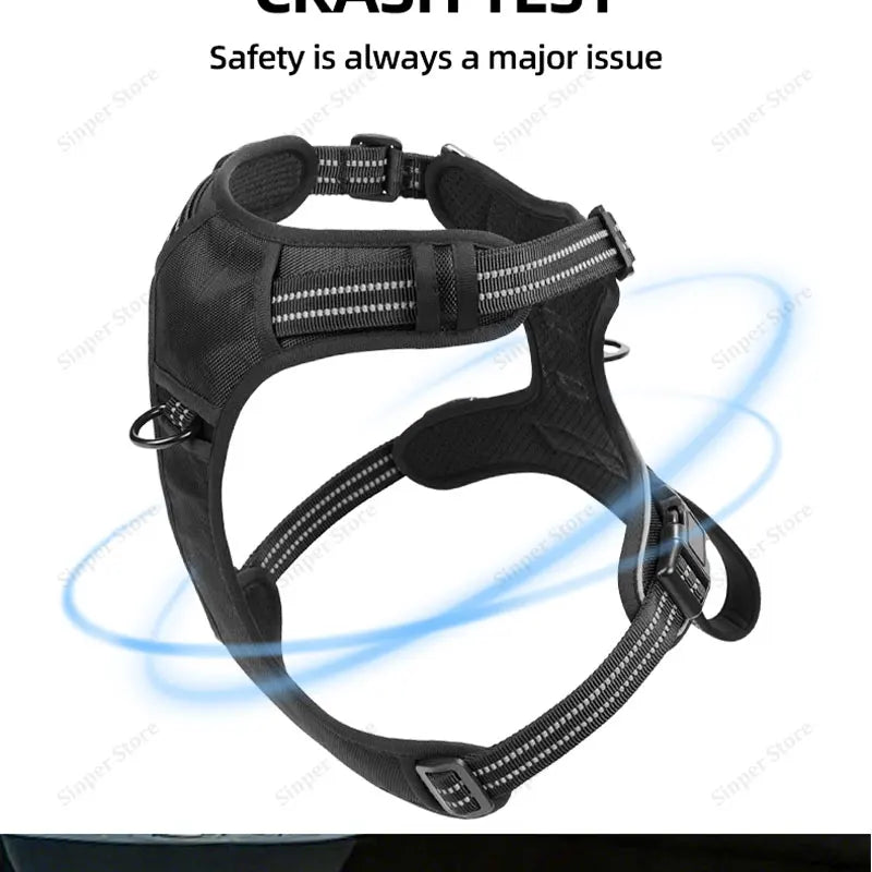 Dog Harness for Large Dogs Heavy Duty No Pull Service Dog Vest with Dog Seat Belt Reflective Adjustable Pet Harnes
