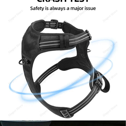 Dog Harness for Large Dogs Heavy Duty No Pull Service Dog Vest with Dog Seat Belt Reflective Adjustable Pet Harnes