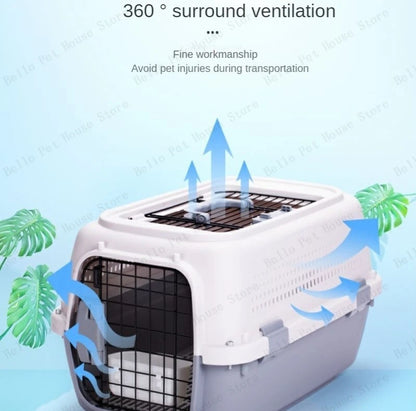 Sturdy Pet Airline Box Ventilated Dog Shipping Box Multi-purpose Cat Cage Portable Pet Transport Cage Pet Supplies