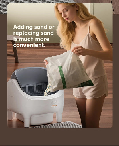 Pokpaw CL16 Smart Cat Litter Box with App Control 76L Self-cleaning Automatic Semi Enclosed Cat Litter Box Cat Toilet Supplies