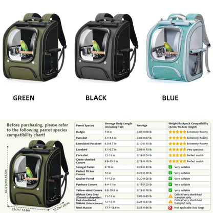 Bird Carrier Parrot Backpack Bag with Perch Cups for Small Pets,Birds,Cockatiel,Portable Bird Cage for Parrots Outdoor Travel
