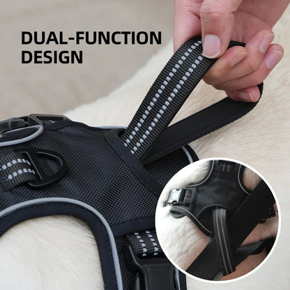 Dog Harness for Large Dogs Heavy Duty No Pull Service Dog Vest with Dog Seat Belt Reflective Adjustable Pet Harnes
