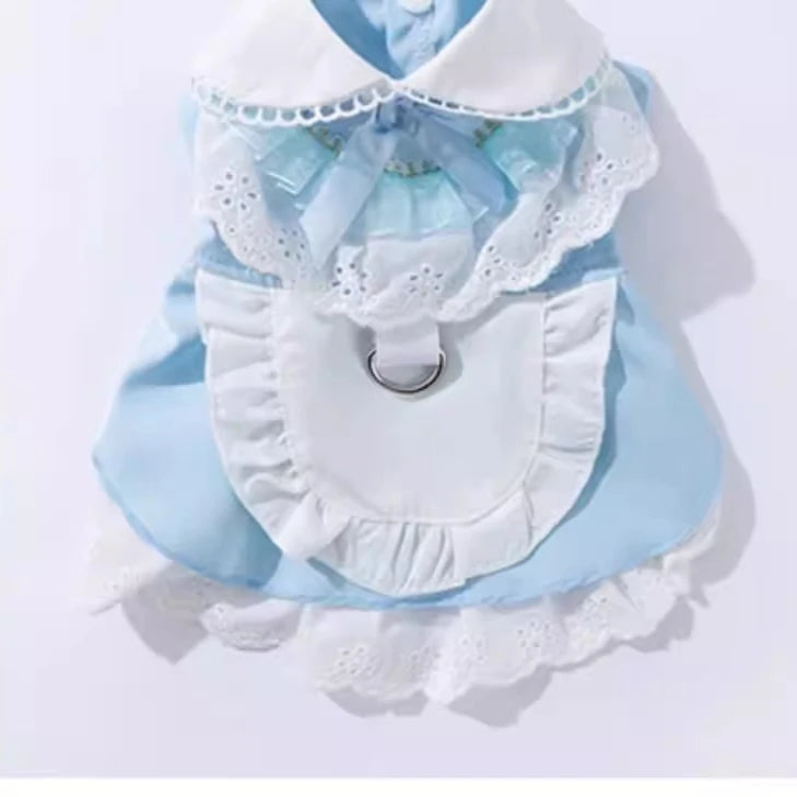 Blue Maid Skirt Kitten Dress Thin Breathable Pet British Short Silver Summer Clothes Cat Dress