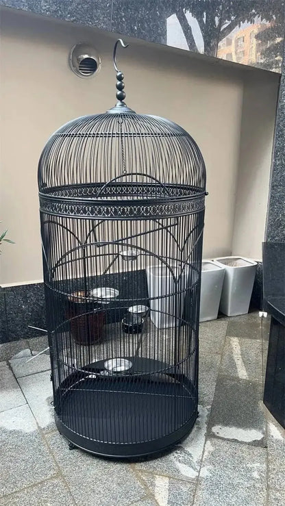 Extra Large iron Cylindrical Bird Cages courtyard outdoor Parrot Large Villa Cage European retro Cage Birds Budgie Canary Bird Z