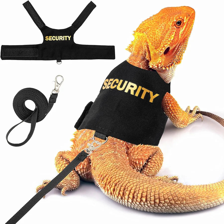 Bearded Dragon Harness Leash Set, Lizard Clothe Costume Adjustable Reptile Harness with 5ft Leash for Bearded Dragon