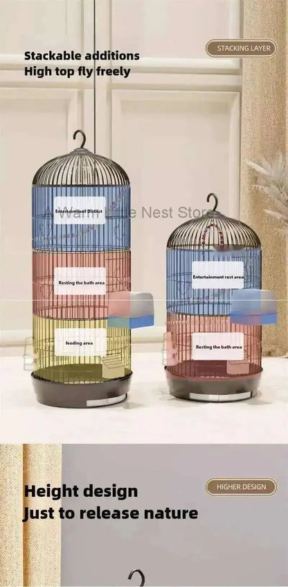 Wrought Retro Household Bird Nordic Round Iron Metal Parrot Cage Large Size Luxury Bird Villa Creative White Parrot House L