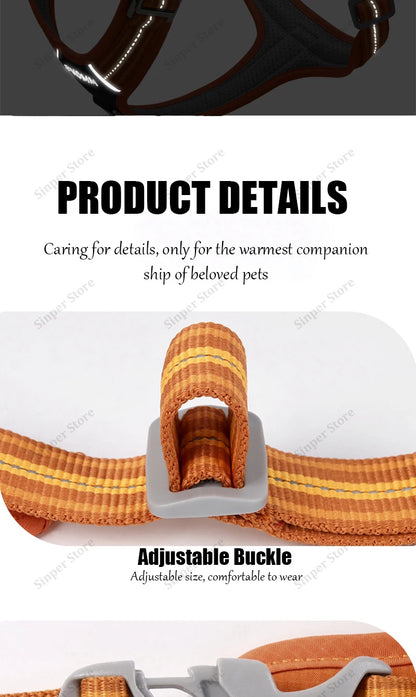 Dog Harness and Leash Set for Large Dogs Heavy Duty No Pull Service Dog Vest with Dog Seat Belt Reflective Adjustable Pet Harnes