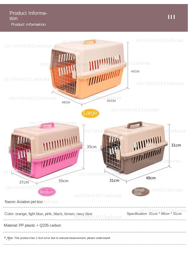 Outdoor Large Plastic Cat CageLarge Airline Pet CageCat Shipping Box Portable Pet Supplies