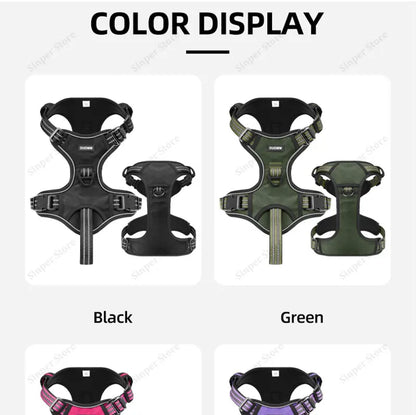 Dog Harness for Large Dogs Heavy Duty No Pull Service Dog Vest with Dog Seat Belt Reflective Adjustable Pet Harnes