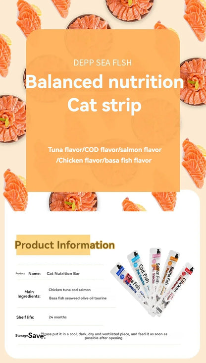 10pcs 15g/Stripe Cat Strips Pet Snacks Various Flavors Nutritious Protein Wet Cat Food Universal Snacks Fatty Gills Cat Wet Food