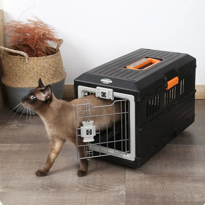 Portable foldable dog cage Oversized breathable pet airline box Car pet cage for traveling Multi-function foldable pet cage