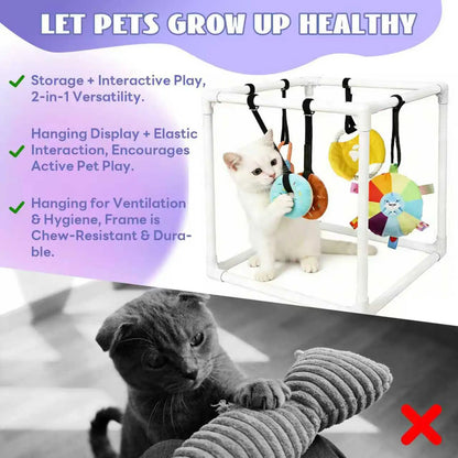 Puppy Gym Assembly Frame Training Tool with 5 Toys Dog Playground Equipment for Training Teething Calming Indoor Floor Play