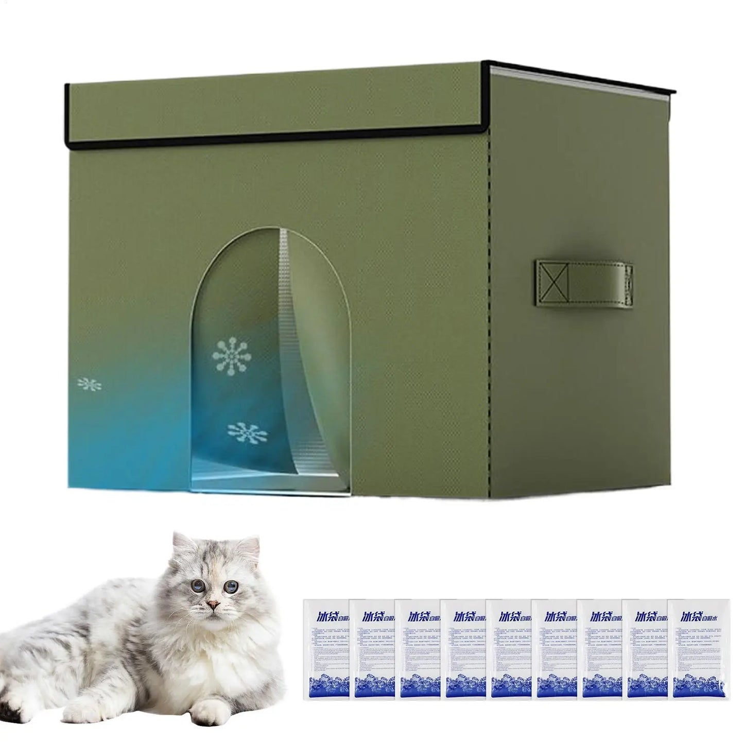 Cooling Outdoor Cat House Portable Cat Air Conditioning House Cold Sleeping Enclosure Pet Supply For Travel Indoor Bedroom