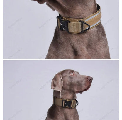 Tactical Dog Collar Adjustable Military Training Nylon Dog Collar with Control Handle and Heavy Metal Buckles for Large Dogs