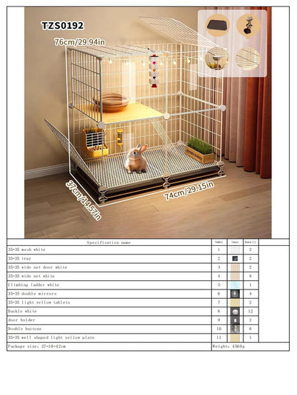 Rabbit Cage with Large Space for Home Use, Large Villa-Style Rabbit Nest with Toilet