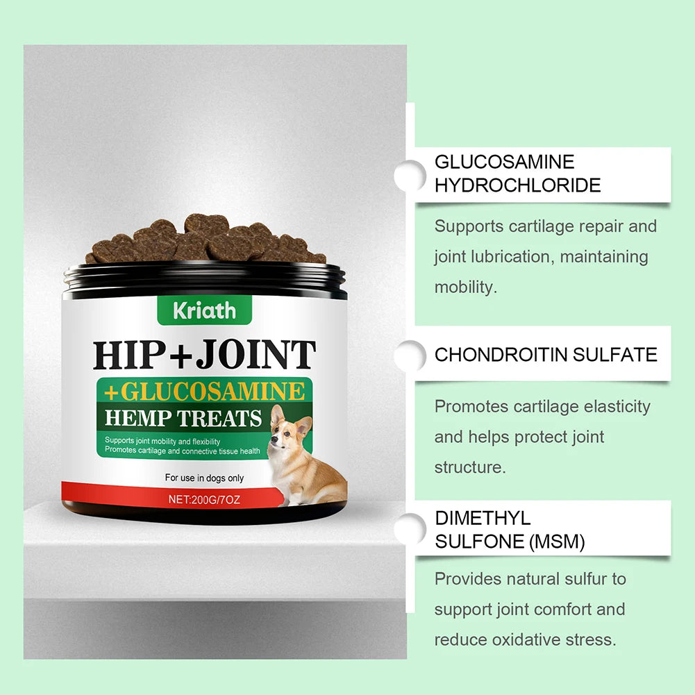 200g Dog Joint Supplement Soft Chews For Senior Dogs Natural Dog Joint Support For Improved Mobility For Senior Dogs