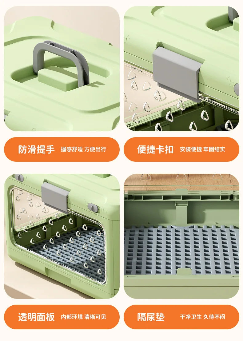 Pet supplies Portable pet air bag folding Dog suitcase out car carrying large capacity cat checked transparent box