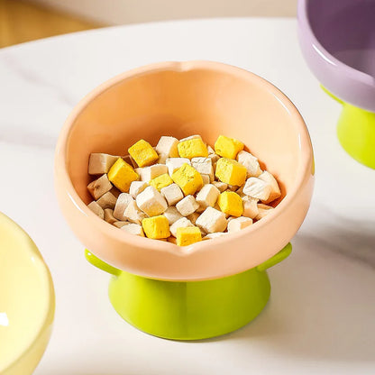 Tulip-shaped ceramic cat food bowl for pets prevent tipping over, and reduce the risk of blackening at the bottom of the bowl