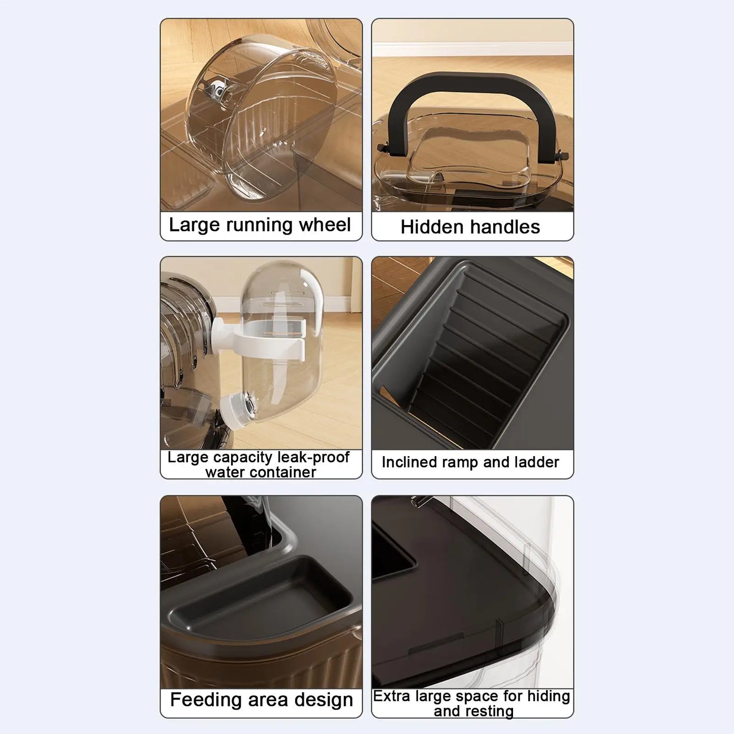 Hamster Travel Carrier Double-Layer Breathable Case Small Hamster Cage With Handle For Guinea Bunny Mice Dwarf Chinchillas
