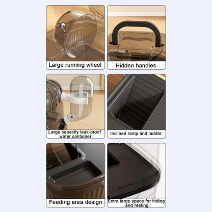Hamster Travel Carrier Double-Layer Breathable Case Small Hamster Cage With Handle For Guinea Bunny Mice Dwarf Chinchillas