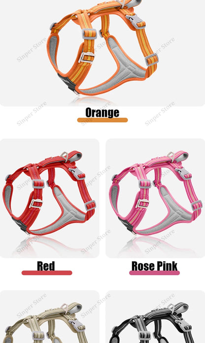 Dog Harness and Leash Set for Large Dogs Heavy Duty No Pull Service Dog Vest with Dog Seat Belt Reflective Adjustable Pet Harnes