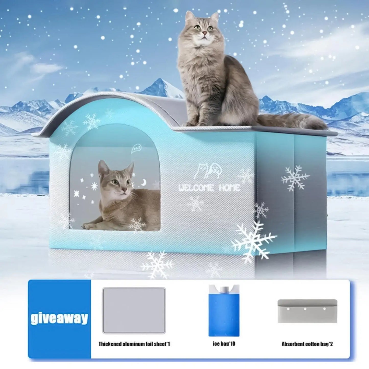 Cooling Cat House Aluminum Foil Insulated Cat Cooling House Tear Resistant Shade Tent Cave Spacious Shelter For Apartment Patio