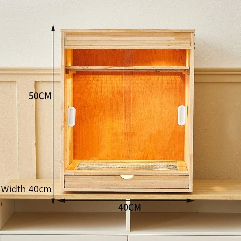 Wooden Bird Cage with Drawers Breathable Young Birds Nest with Base Net Parrot Quail Breeding Box Bird Interior Aviary House