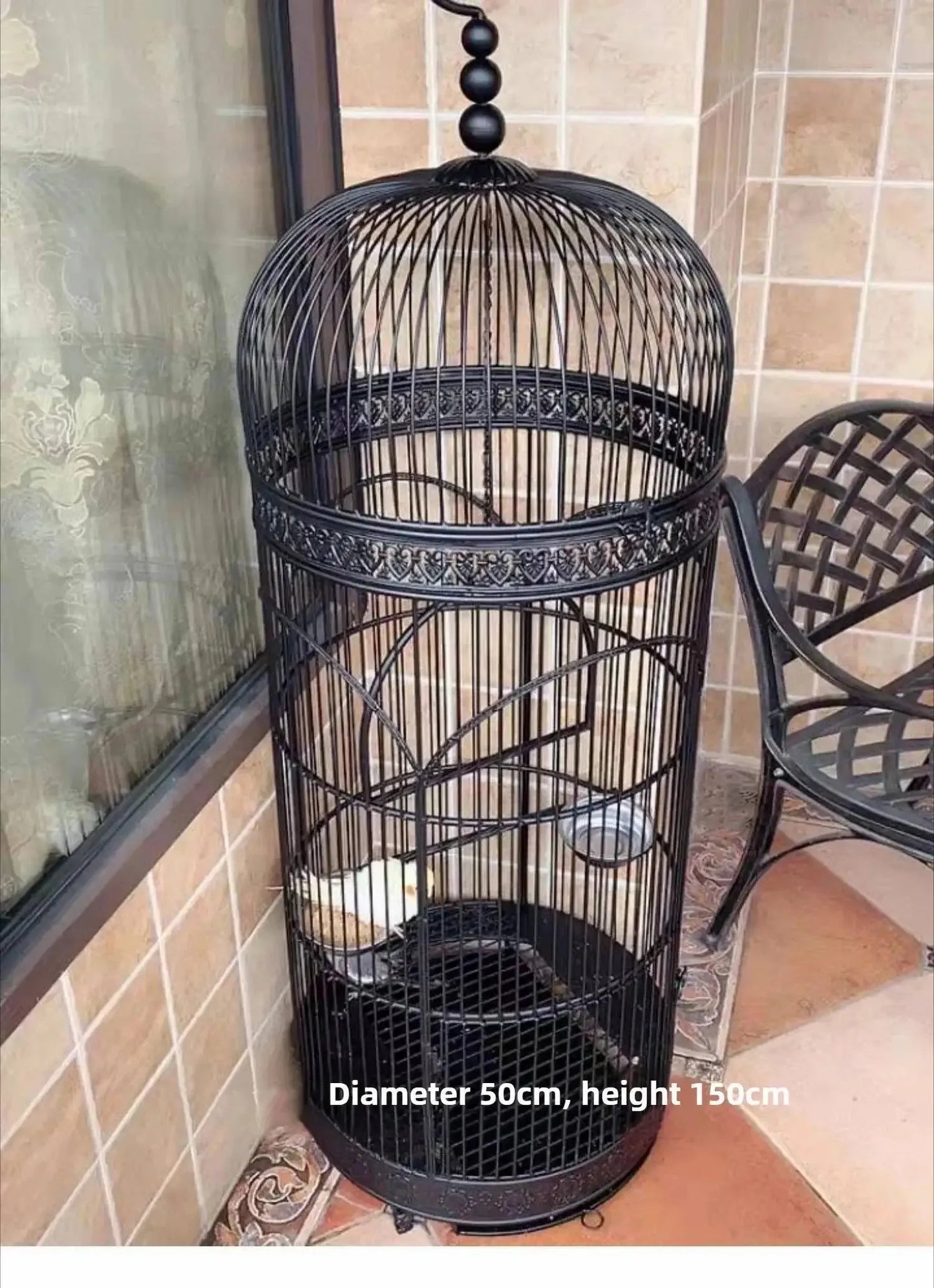 Extra Large iron Cylindrical Bird Cages courtyard outdoor Parrot Large Villa Cage European retro Cage Birds Budgie Canary Bird Z