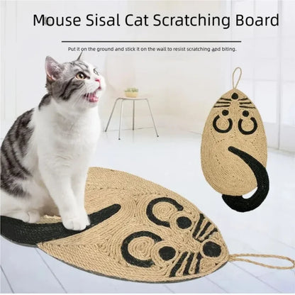 Pet cat toys, mouse sisal cat scratching board, hangable cat bed pad, scratch-resistant and non-shedding