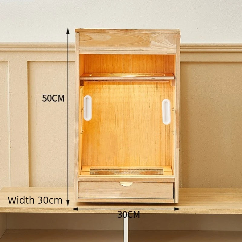 Wooden Bird Cage with Drawers Breathable Young Birds Nest with Base Net Parrot Quail Breeding Box Bird Interior Aviary House