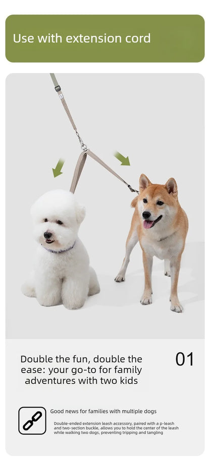 Multi-Functional Dog Leash Anti-Burst Shock Absorption Hands-Free Waist Shoulder Strap Adjustable 114-143cm for 40kg