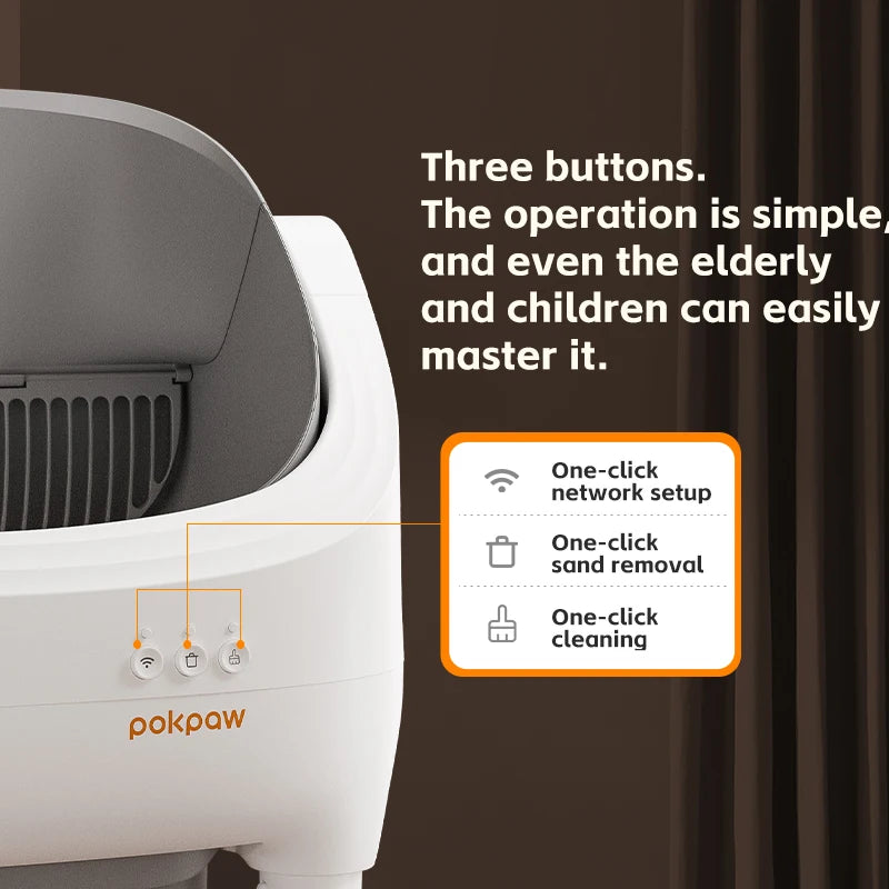 Pokpaw CL16 Smart Cat Litter Box with App Control 76L Self-cleaning Automatic Semi Enclosed Cat Litter Box Cat Toilet Supplies