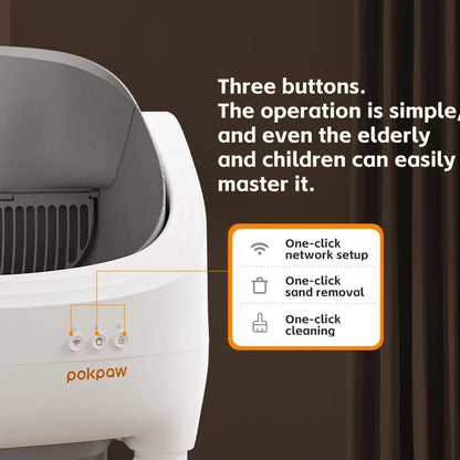 Pokpaw CL16 Smart Cat Litter Box with App Control 76L Self-cleaning Automatic Semi Enclosed Cat Litter Box Cat Toilet Supplies