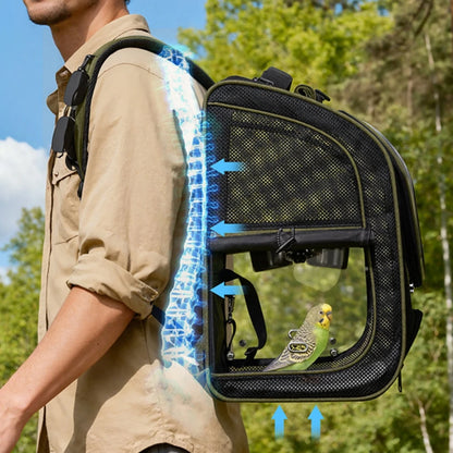 Bird Carrier Parrot Backpack Bag with Perch Cups for Small Pets,Birds,Cockatiel,Portable Bird Cage for Parrots Outdoor Travel