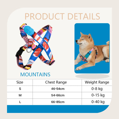 Premium Explorer Harness Y-Shaped Dog HarnessAdjustable Durable Nylon Soft Padding Metal Buckles and Leather Handle for Pets