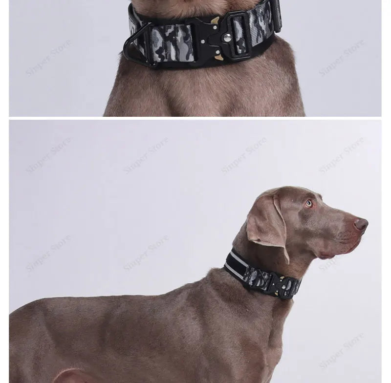 Tactical Dog Collar Adjustable Military Training Nylon Dog Collar with Control Handle and Heavy Metal Buckles for Large Dogs