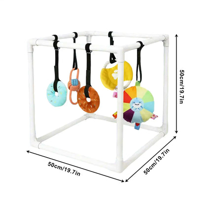 Puppy Gym Assembly Frame Training Tool with 5 Toys Dog Playground Equipment for Training Teething Calming Indoor Floor Play