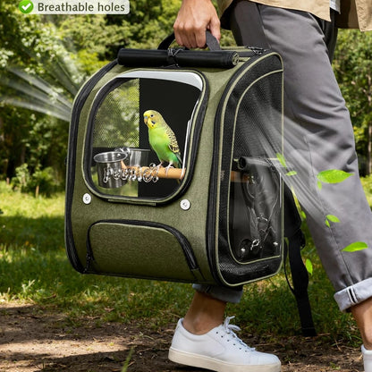 Bird Carrier Parrot Backpack Bag with Perch Cups for Small Pets,Birds,Cockatiel,Portable Bird Cage for Parrots Outdoor Travel