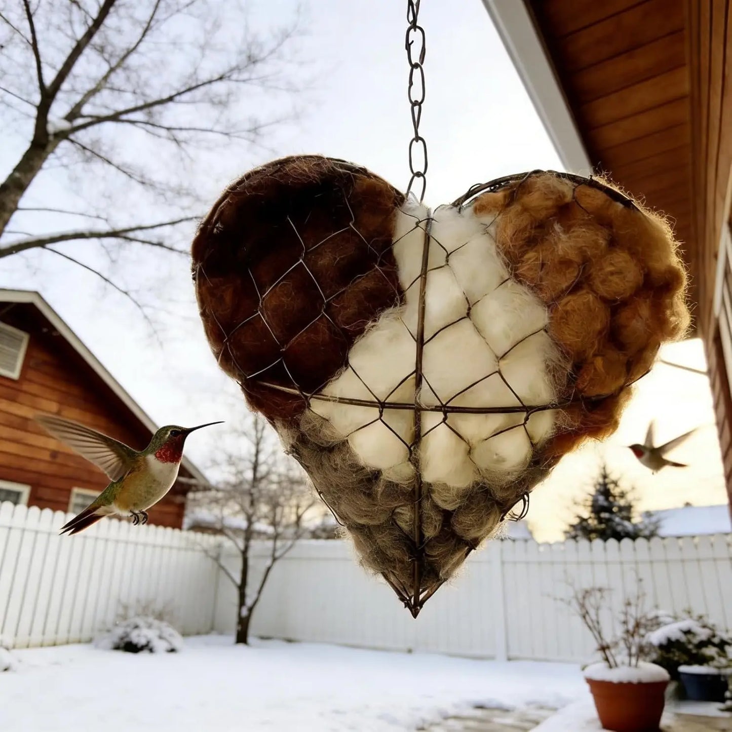 Alpaca Fiber Bird Nesting Heart - Handmade Alpaca Bird Nesting Material Holder, Outdoor Wild Bird Winter Shelter, for Bird Lover