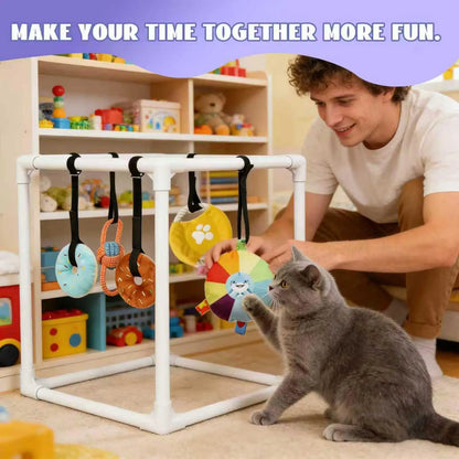 Puppy Gym Assembly Frame Training Tool with 5 Toys Dog Playground Equipment for Training Teething Calming Indoor Floor Play