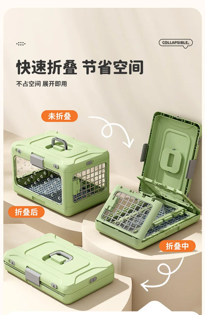 Pet supplies Portable pet air bag folding Dog suitcase out car carrying large capacity cat checked transparent box