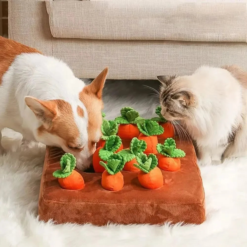 Carrot Snuffle Mat for Dogs Cats Puzzle Toy with Carrots for Small Medium Large Interactive Pet Stress Relief Dogs Chew Toys