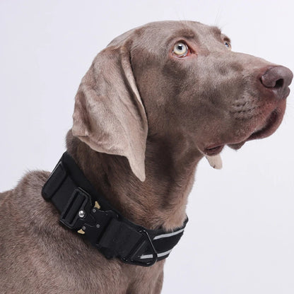 Tactical Dog Collar Adjustable Military Training Nylon Dog Collar with Control Handle and Heavy Metal Buckles for Large Dogs