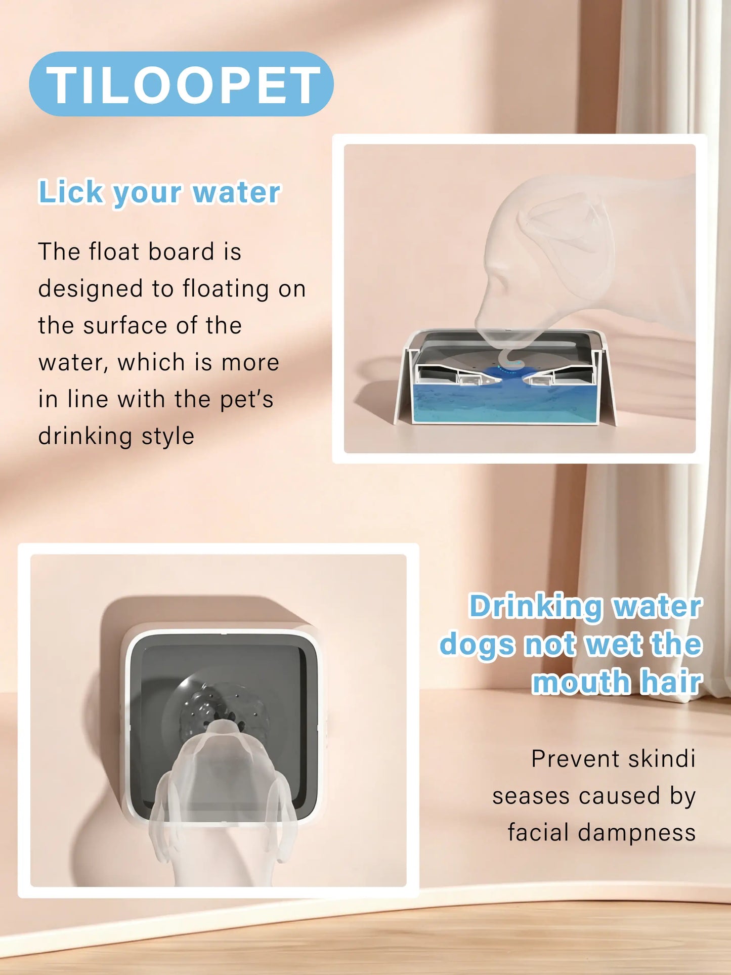 Floating Pet Bowl 1L Pet Water Dispenser ABS Plastic Pet Drinking Bowl Keeps Fur Dry for Long-Haired Pets Drinking Dispenser