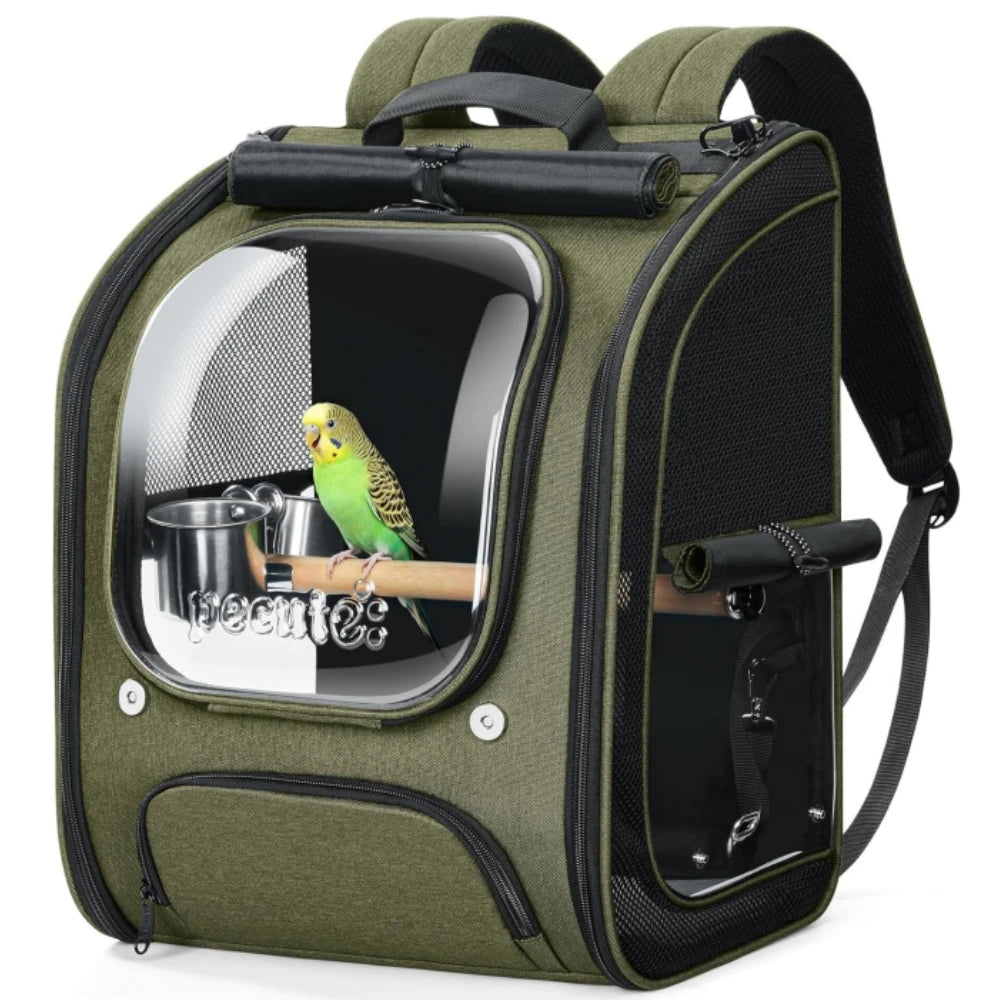 Bird Carrier Parrot Backpack Bag with Perch Cups for Small Pets,Birds,Cockatiel,Portable Bird Cage for Parrots Outdoor Travel
